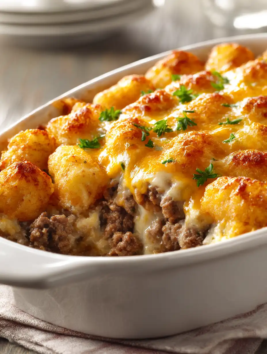 Mouthwatering tater tot casserole with ground beef