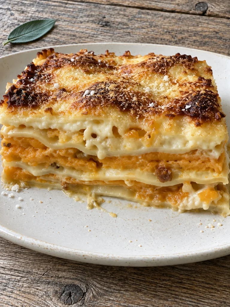 Butternut Squash Lasagna from Mantova (Lasagne alla Zucca) from the side