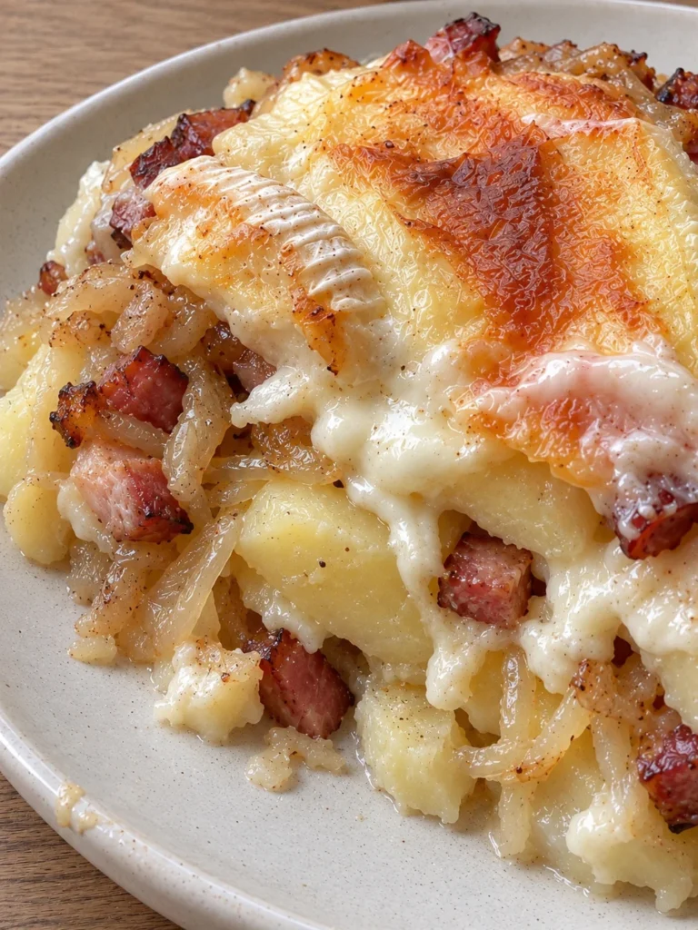 Tartiflette Savoyarde, the Way They Make It in the Aravis Valley close up