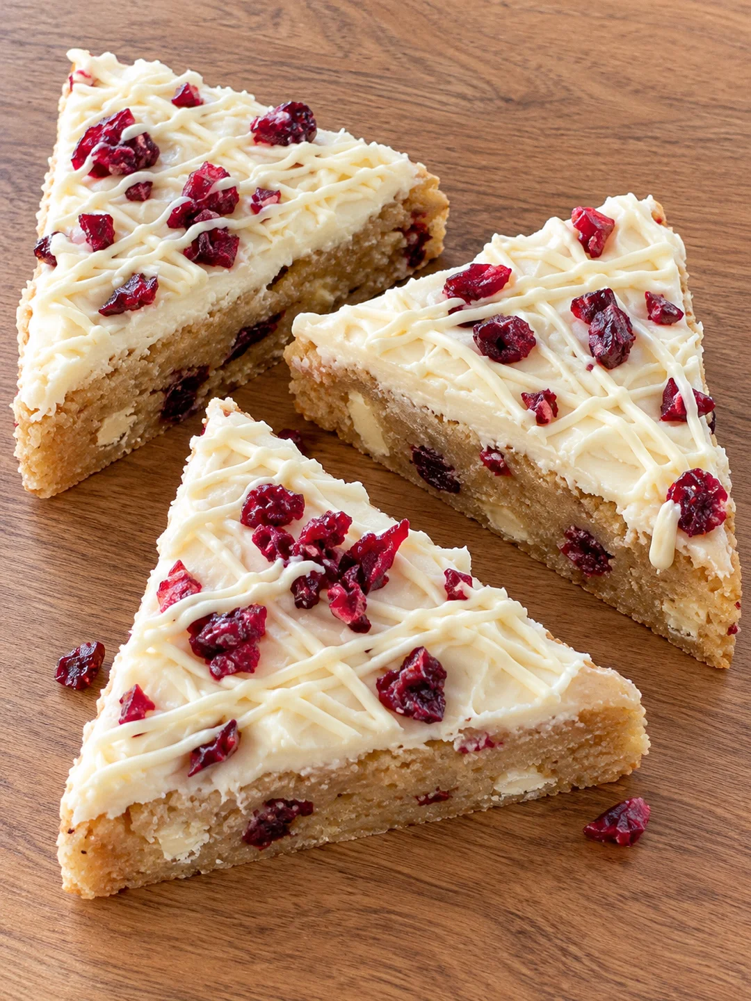 Cranberry Bliss Bars with Orange Cream Cheese Icing and White Chocolate Drizzle