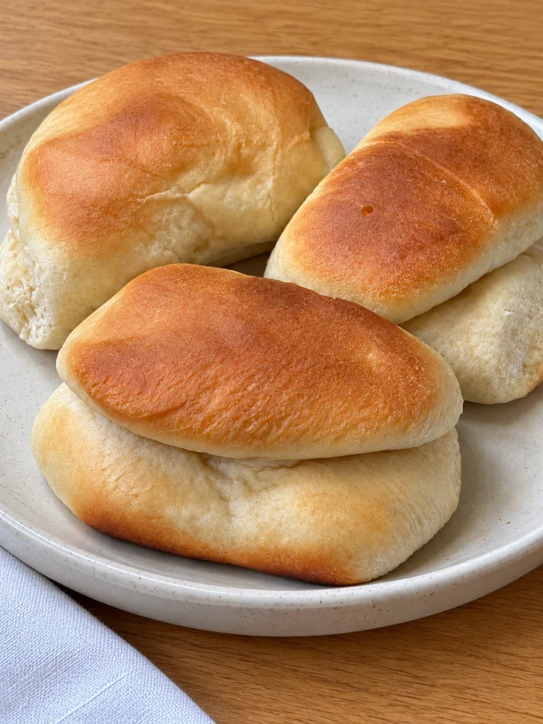 Parker House Rolls, the Boston Hotel Way (Folded, Buttered, Salt-Finished) from the side