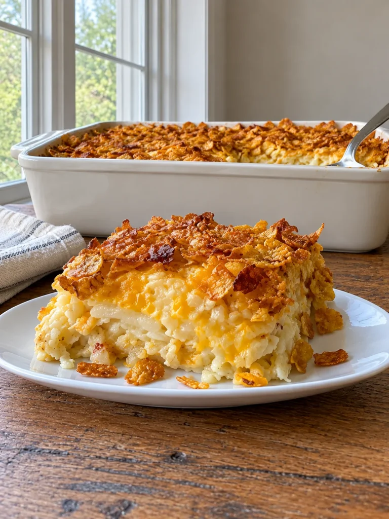 Funeral Potatoes, the Utah Church-Hall Classic with a Buttered Corn Flake Crust from the side
