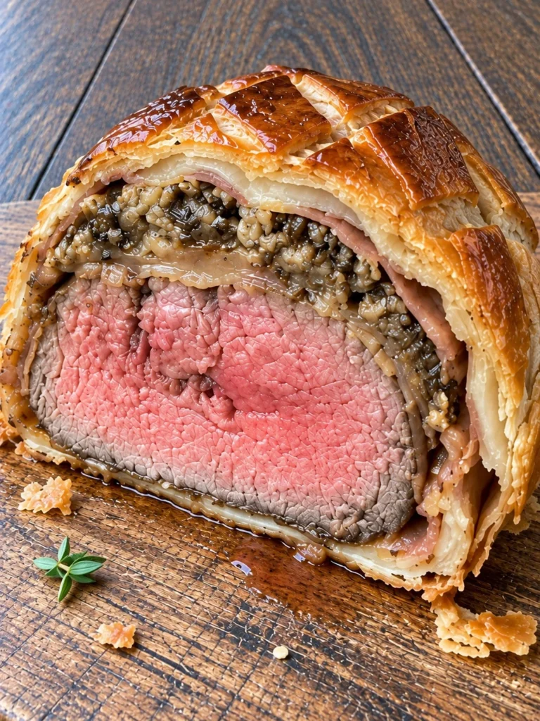 Beef Wellington, Modern British Restaurant Style close up