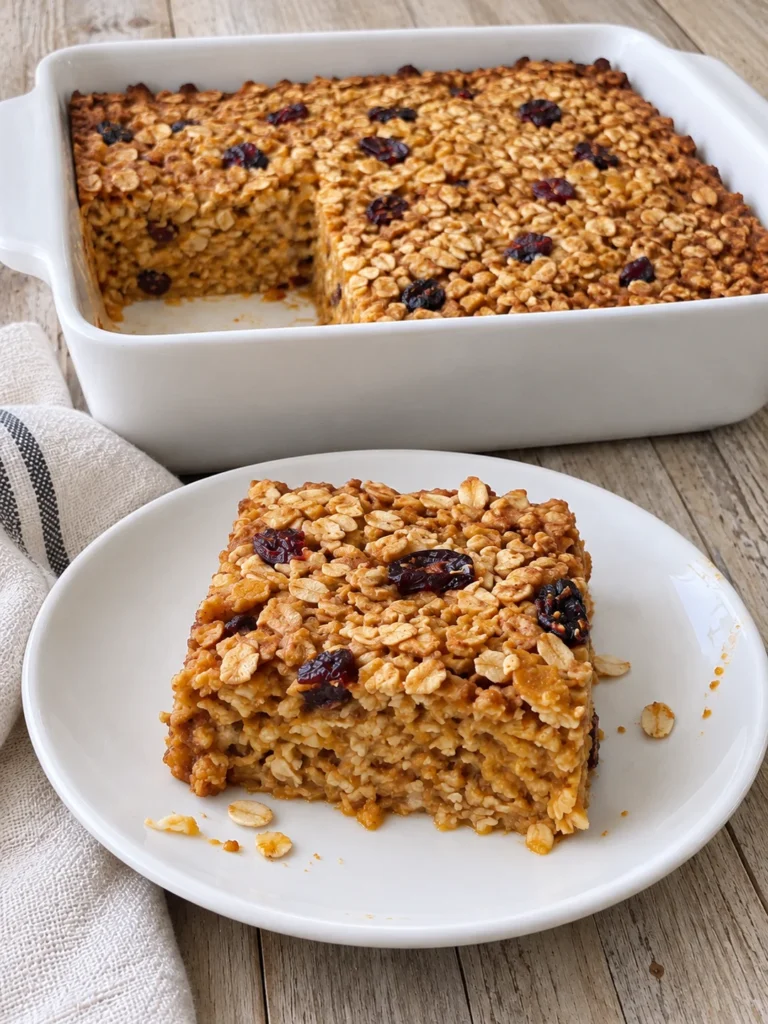 Pumpkin Baked Oatmeal from Lancaster County, Pennsylvania Dutch Style from the side