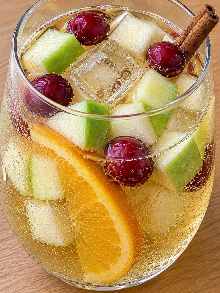 Apple Cider Sangria (Sangría de Sidra de Manzana), New England Orchard Style close up