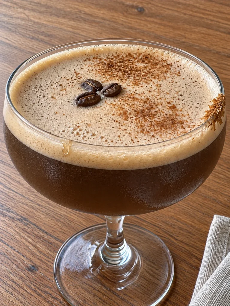 Pumpkin Espresso Martini with Spiced Brown Sugar Syrup from the side