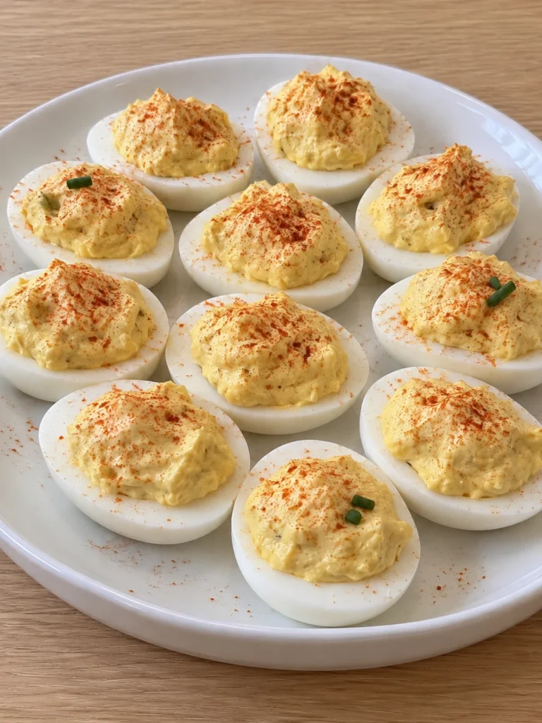 Classic Deviled Eggs the Southern Potluck Way from the side