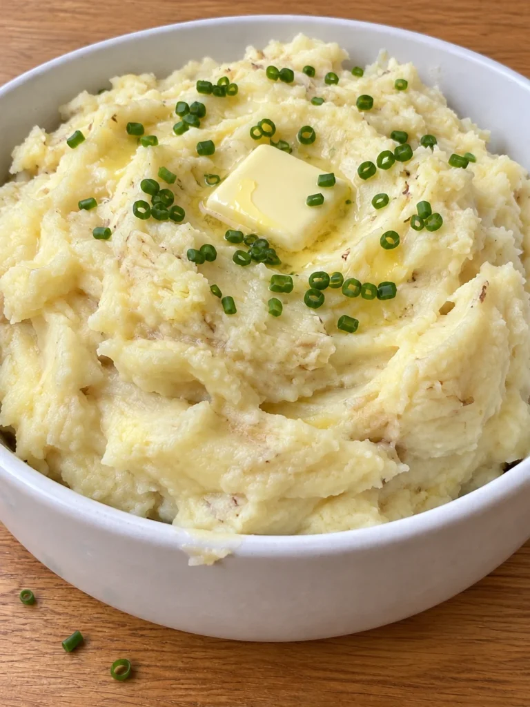 Crockpot Mashed Potatoes with Garlic, Butter and Sour Cream from the side