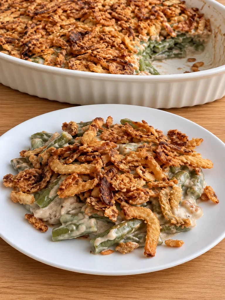 Green Bean Casserole, the Original 1955 Green Bean Bake from the side