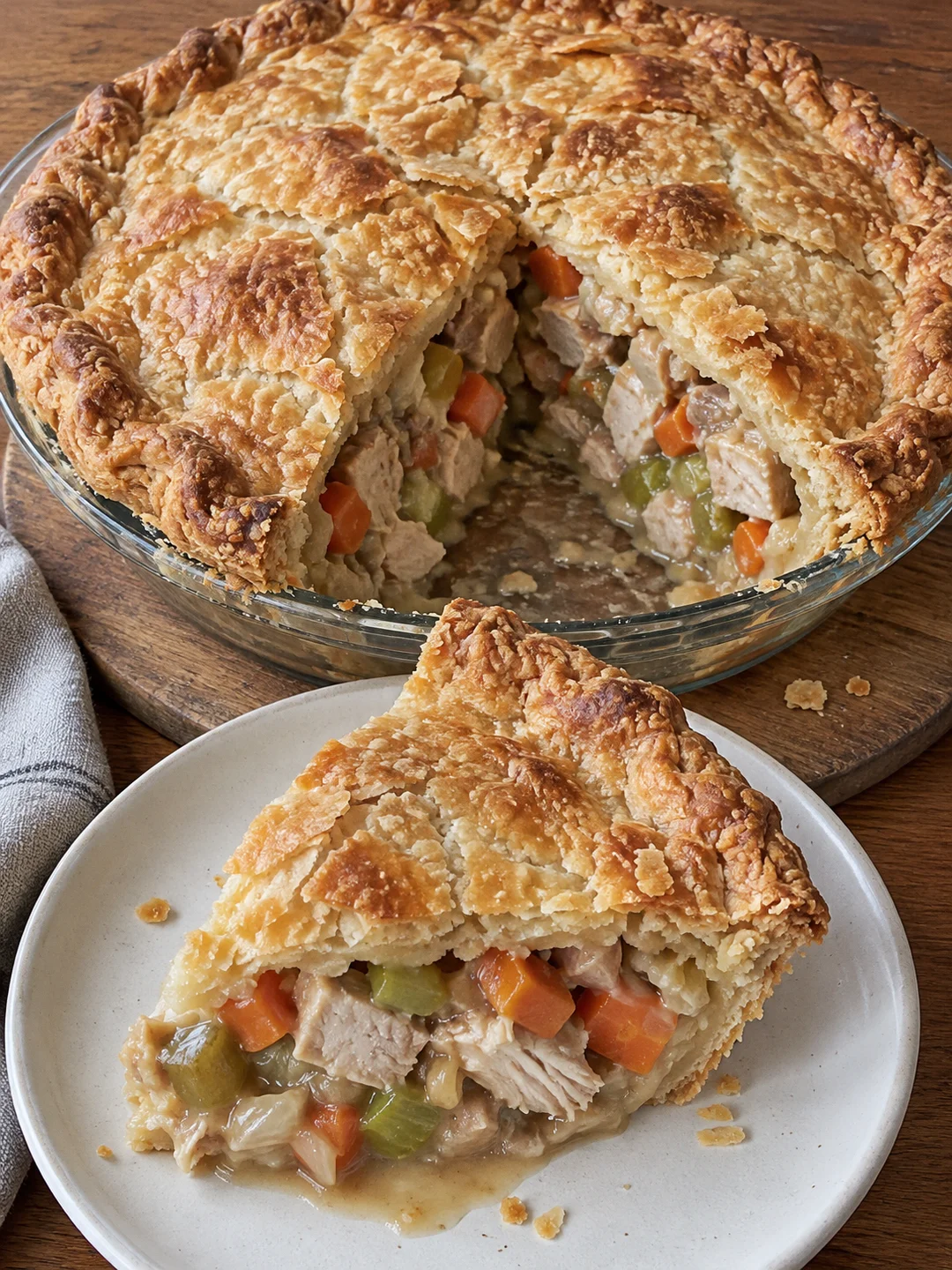 Turkey Pot Pie the New England Way, with a Double Butter Crust
