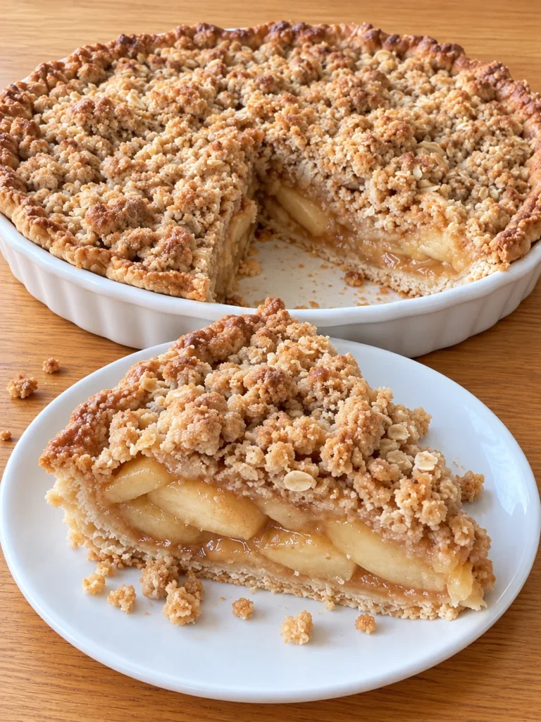 Pennsylvania Dutch Apple Pie (Lancaster County Apple Crumb Pie) from the side