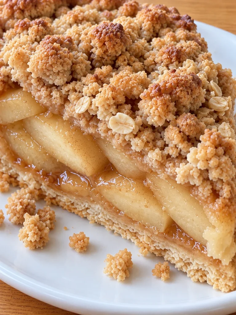 Pennsylvania Dutch Apple Pie (Lancaster County Apple Crumb Pie) close up