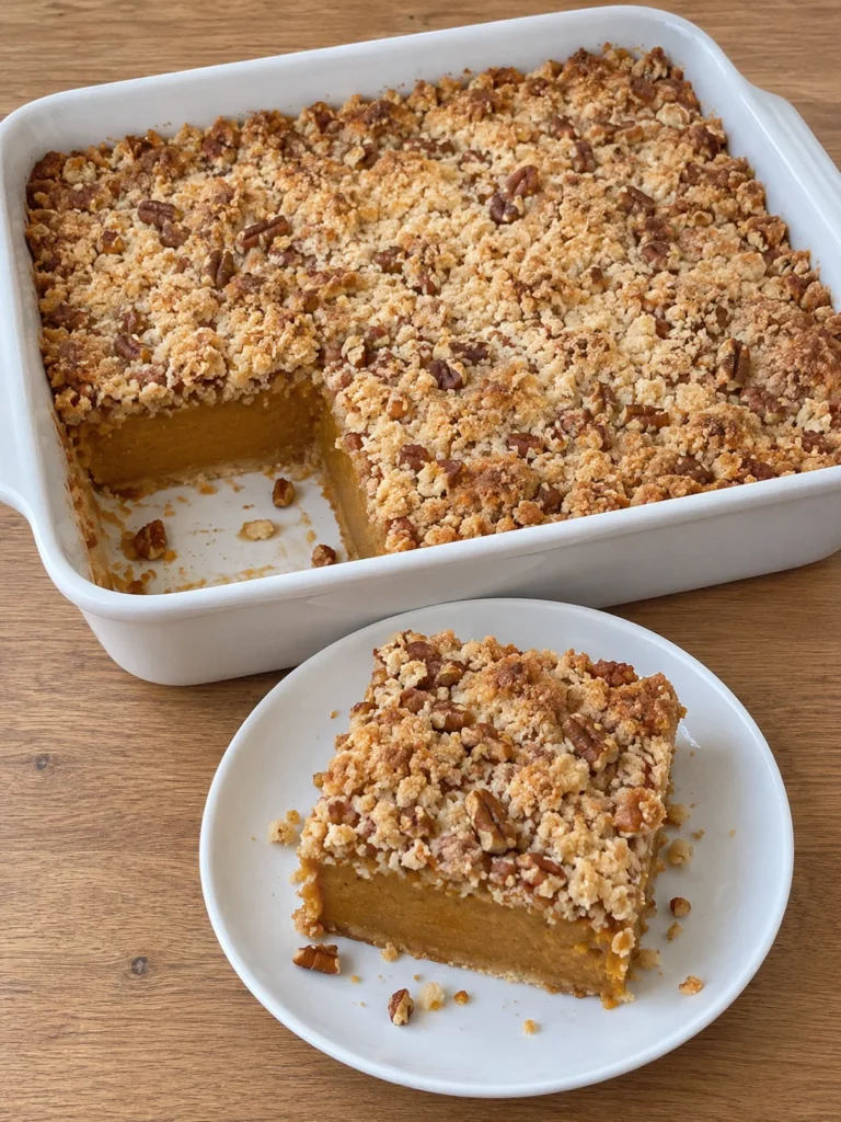 Pumpkin Dump Cake with a Buttery Pecan Crust