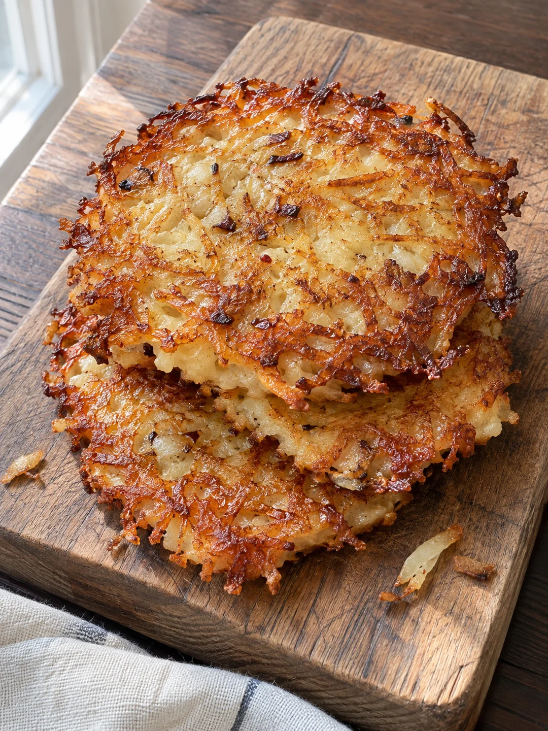 Potato Latkes (Ashkenazi Latkes) Fried Crisp in Schmaltz