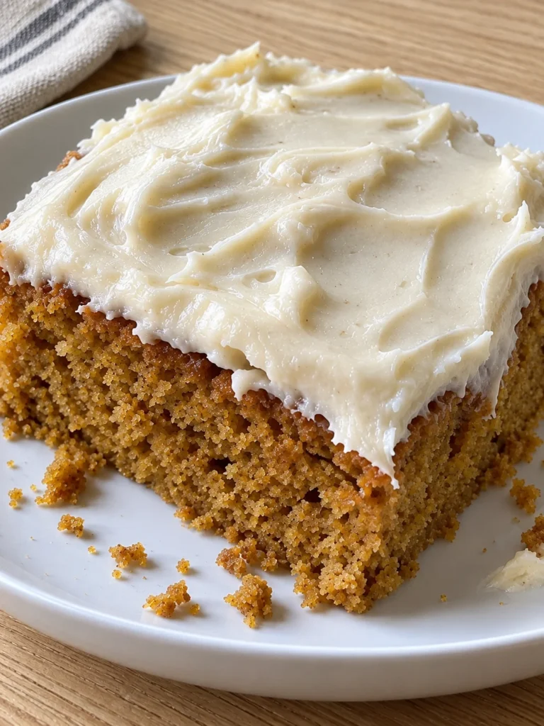 Midwest Church Supper Pumpkin Bars with Cream Cheese Frosting from the side