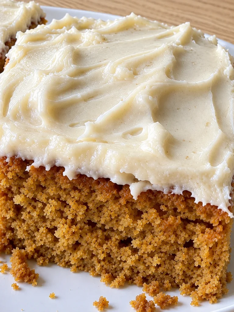Midwest Church Supper Pumpkin Bars with Cream Cheese Frosting close up
