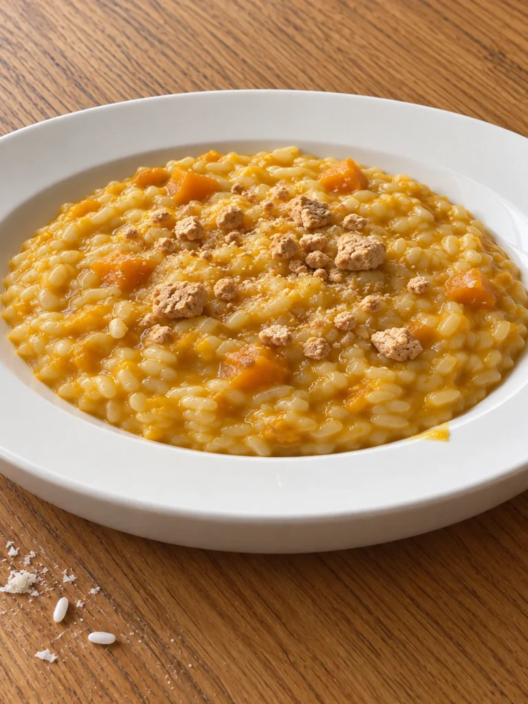 Pumpkin Risotto from Mantua (Risotto alla Zucca) from the side