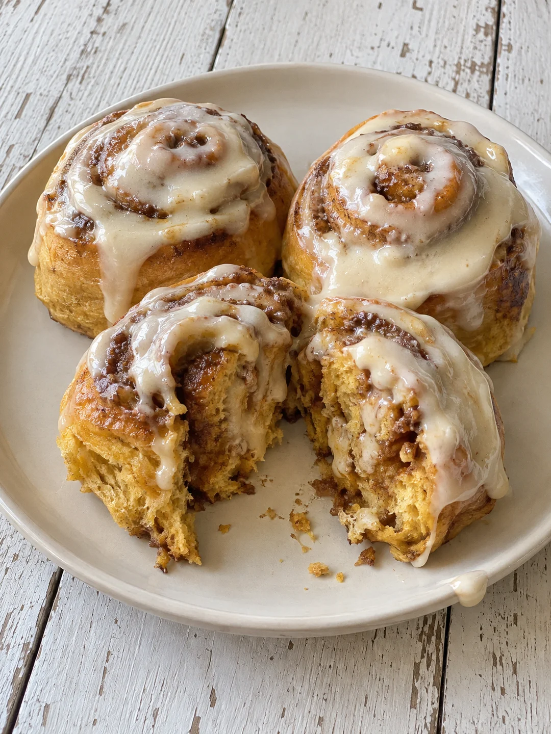 Pumpkin Cinnamon Rolls with Maple Cream Cheese Icing