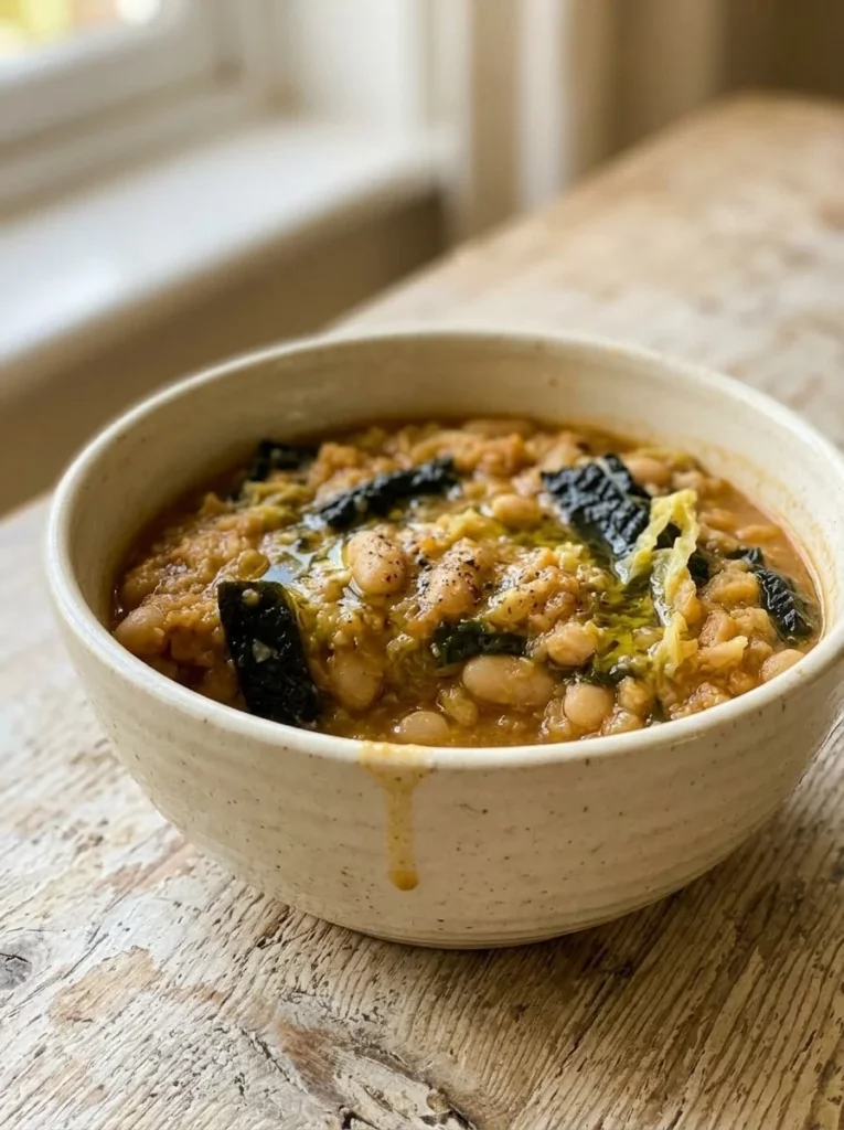 Tuscan White Bean Soup (Ribollita) the Old Florentine Way from the side