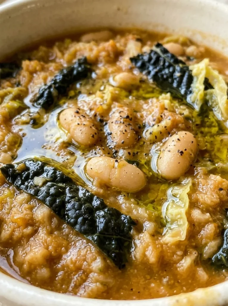 Tuscan White Bean Soup (Ribollita) the Old Florentine Way close up