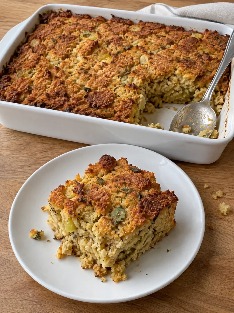 Southern Cornbread Dressing, the Old-Country Way with Sage and Giblet Broth