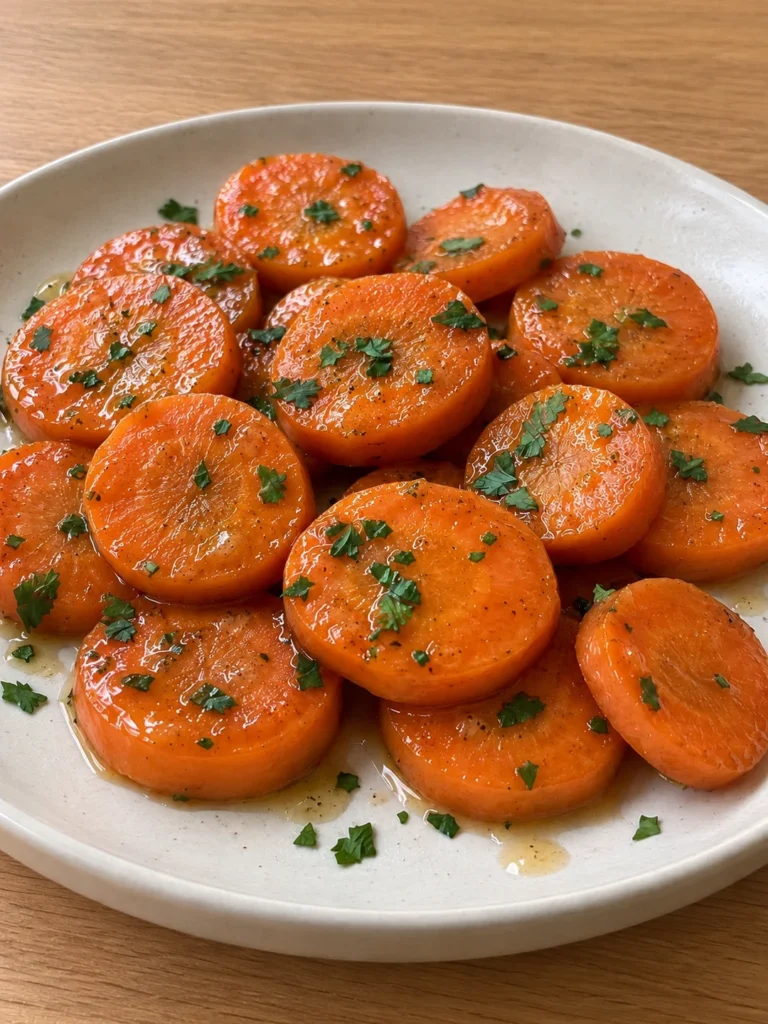 Honey Glazed Carrots, Pan-Glazed the French Way (Carottes Glacées) from the side