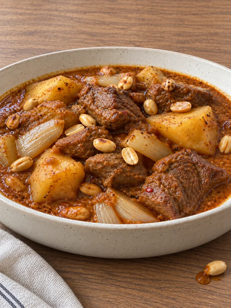 Massaman Curry (Kaeng Matsaman) with Slow-Braised Beef, Potatoes and Peanuts from the side