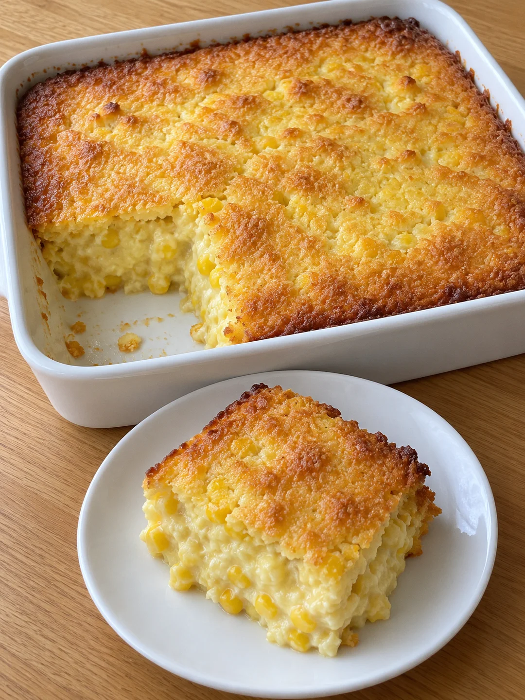 Corn Casserole (Golden Cornbread Spoon Casserole from the Southern Potluck Table)