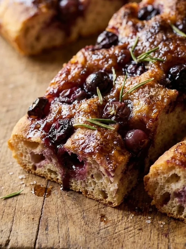 Tuscan Schiacciata all'Uva (Harvest Grape Focaccia from Chianti) close up